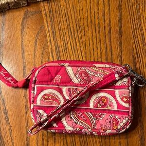 Vera Bradley Red and Pink Paisley Wristlet